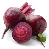 AI generated Beetroot isolated on white background with shadow. Red beets isolated. Beetroot vegetable top view photo