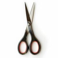 AI generated Stainless steel scissors isolated on white background with shadows. Scissors for office and school supplies. Professional scissors for paper cutting isolated photo