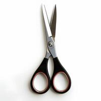 AI generated Stainless steel scissors isolated on white background with shadows. Scissors for office and school supplies. Professional scissors for paper cutting isolated photo