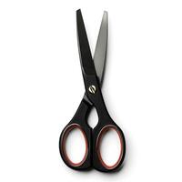 AI generated Stainless steel scissors isolated on white background with shadows. Scissors for office and school supplies. Professional scissors for paper cutting isolated photo