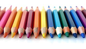 AI generated Color pencils isolated on white background with shadows. Primary color pencils for drawing isolated. Drawing pencils as school supplies photo