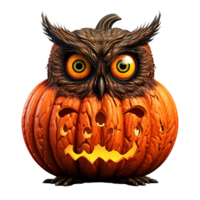 AI generated Halloween owl jack o lantern png isolated on transparent background