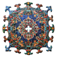 AI generated Interesting islamic themed jigsaw puzzle isolated on transparent background png