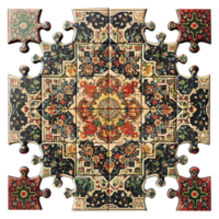 AI generated Interesting islamic themed jigsaw puzzle isolated on transparent background png