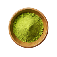 AI generated Instant matcha green tea in wood bowl png isolated on transparent background