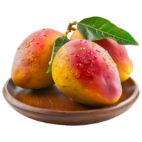 AI generated Mango on wooden plate isolated on transparent background png