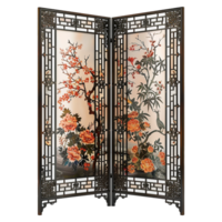 AI generated Folding chinese partition screen on transparent background png