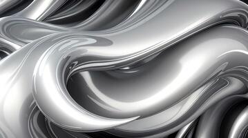 AI generated Chrome glossy abstract metallic steel liquid shiny fluid sliver futuristic background texture design photo