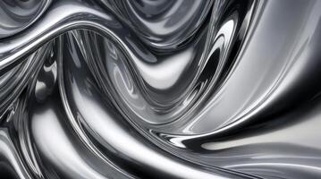 AI generated Chrome glossy abstract metallic steel liquid shiny fluid sliver futuristic background texture design photo