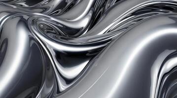 AI generated Chrome glossy abstract metallic steel liquid shiny fluid sliver futuristic background texture design photo