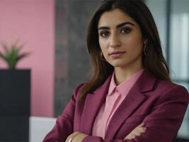 AI generated Business Woman in Pink Suit photo