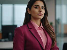 AI generated Business Woman in Pink Suit photo