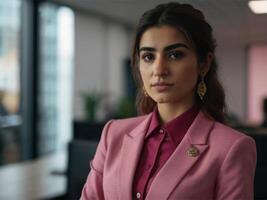 AI generated Business Woman in Pink Suit photo