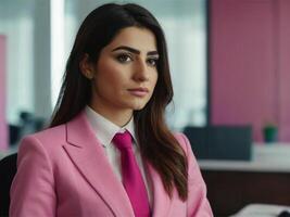 AI generated Business Woman in Pink Suit photo