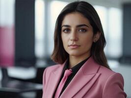 AI generated Business Woman in Pink Suit photo