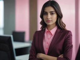 AI generated Business Woman in Pink Suit photo