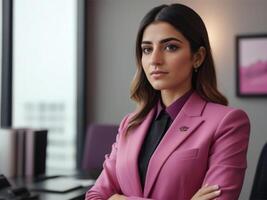 AI generated Business Woman in Pink Suit photo