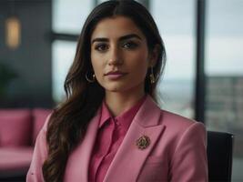 AI generated Business Woman in Pink Suit photo