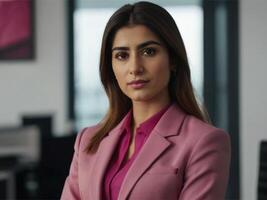 AI generated Business Woman in Pink Suit photo