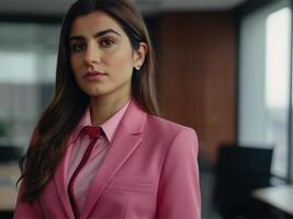 AI generated Business Woman in Pink Suit photo