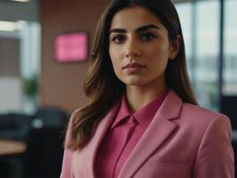 AI generated Business Woman in Pink Suit photo