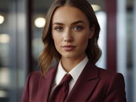 AI generated Business beautiful woman in suit posing photo