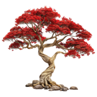 AI generated Red tree isolated on transparent background png