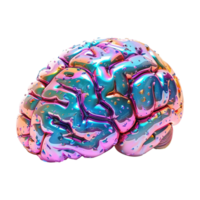 AI generated Colorful brain isolated on transparent background png