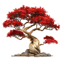 AI generated Red tree isolated on transparent background png