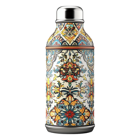 AI generated Beautiful islamic themed water bottle isolated on transparent background png