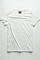 AI generated white color t-shirt lying on a white background photo