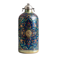 AI generated Beautiful islamic themed water bottle isolated on transparent background png