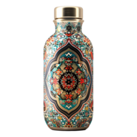 AI generated Beautiful islamic themed water bottle isolated on transparent background png