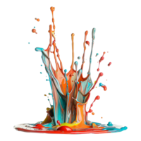 AI generated Colorful liquid paint splash isolated on transparent background png