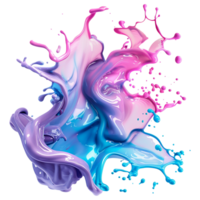 AI generated Colorful liquid paint splash isolated on transparent background png