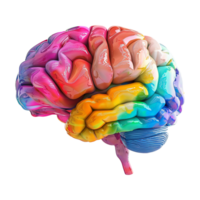 AI generated Colorful brain isolated on transparent background png