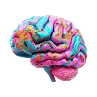 AI generated Colorful brain isolated on transparent background png