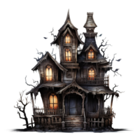 AI generated Haunted house png isolated on transparent background