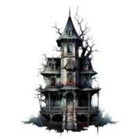 AI generated Haunted house png isolated on transparent background