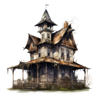 AI generated Haunted house png isolated on transparent background