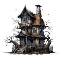 AI generated Haunted house png isolated on transparent background