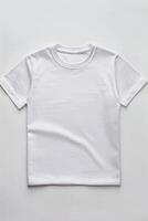 AI generated white color t-shirt lying on a white background photo