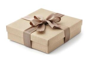 AI generated Gift box with ribbon isolated on white photo