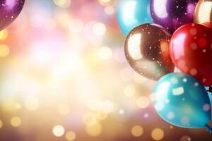 AI generated birthday balloons, background of colorful balloons photo