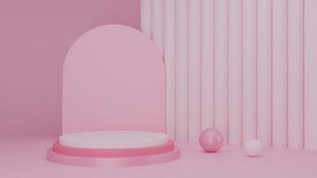 3D Rendering abstract pink background with podium photo