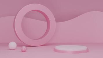 3D Rendering abstract pink background with podium photo