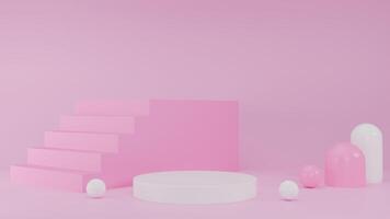 3D Rendering abstract pink background with white podium photo