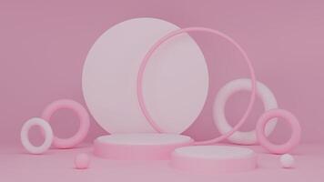 3D Rendering abstract pink background with podium photo
