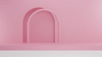 3D Rendering Pink red background with podium abstract decoration photo