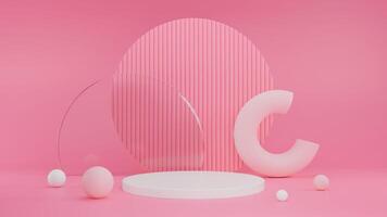 3D Rendering Pink red background with podium abstract decoration photo